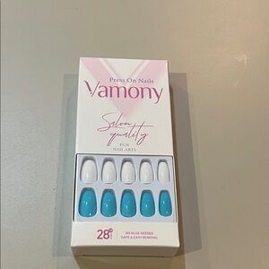 Blue and White Press On Nails DIY NEW